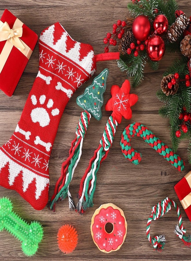 JellyArch 8 Pcs Christmas Dog Toys Gifts Christmas Stocking with Rope Knot Squeaky Plush Chew Toys for Xmas Gifts for Teething Puppy Small Medium Dog - Image 3